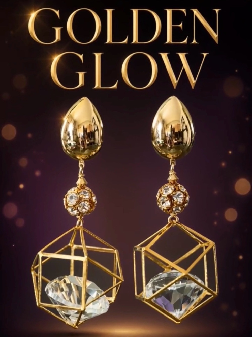 Taj Bold Gold Dangle Clip-On Earrings
